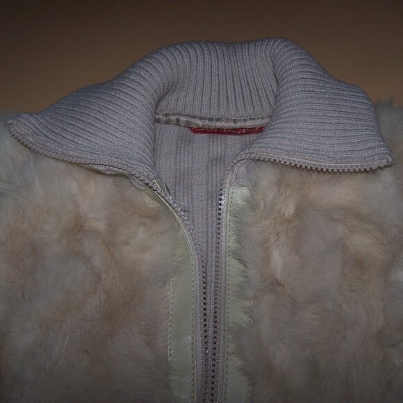 Vintage Jennyfer J Y2k Genuine Rabbit Fur Ribbed Knit Jacket Sweater, Medium - Picture 3 of 10